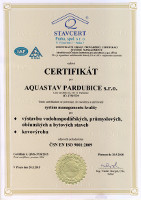 Certifikát ČSN EN ISO 9001:2009